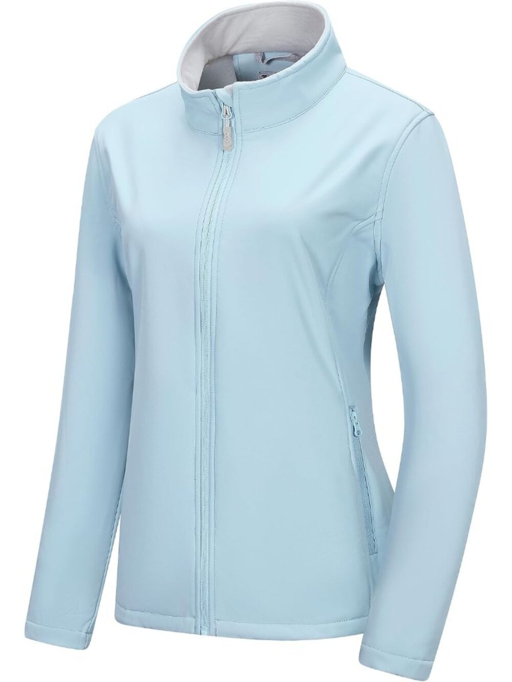 Women's Sky Blue Softshell Fleece Lined Anorak Zip-Up Windbreaker Scrub Jacket
